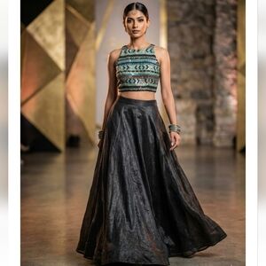 2 Piece Indian Lengha With multi Color Top Maxi A-line Skirt - Size S BNWOT